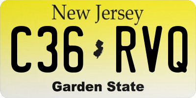 NJ license plate C36RVQ