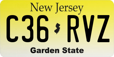NJ license plate C36RVZ