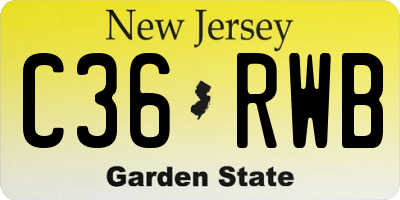 NJ license plate C36RWB