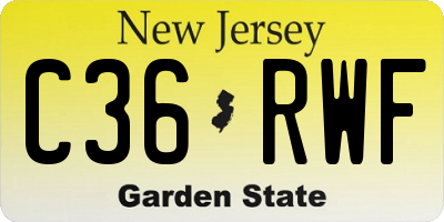 NJ license plate C36RWF