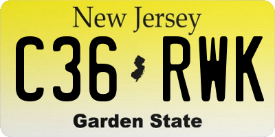 NJ license plate C36RWK