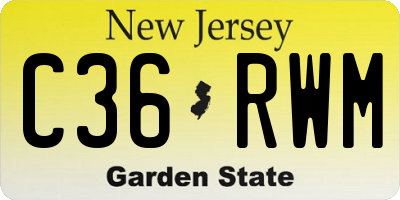 NJ license plate C36RWM