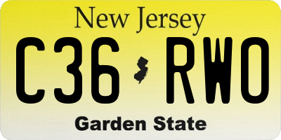NJ license plate C36RWO