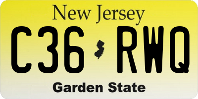 NJ license plate C36RWQ
