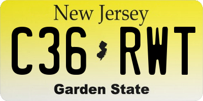 NJ license plate C36RWT