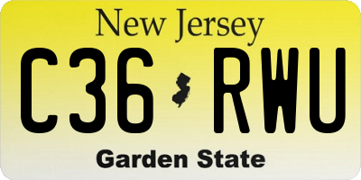 NJ license plate C36RWU