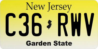 NJ license plate C36RWV