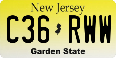 NJ license plate C36RWW