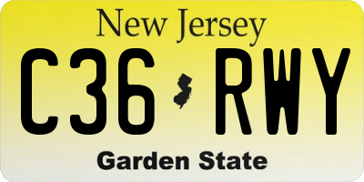NJ license plate C36RWY