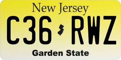 NJ license plate C36RWZ