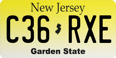 NJ license plate C36RXE
