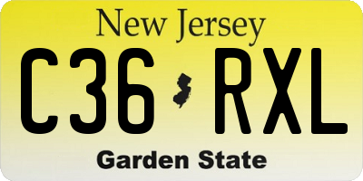 NJ license plate C36RXL