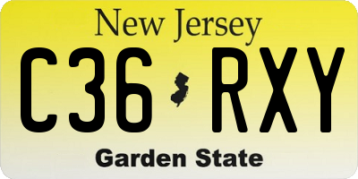 NJ license plate C36RXY