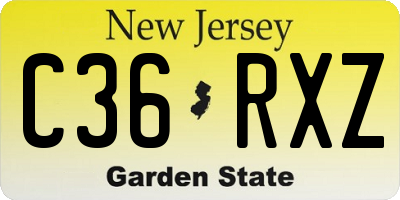 NJ license plate C36RXZ
