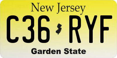 NJ license plate C36RYF