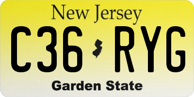 NJ license plate C36RYG