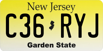 NJ license plate C36RYJ