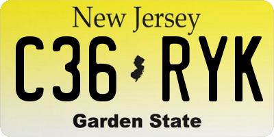 NJ license plate C36RYK