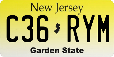 NJ license plate C36RYM