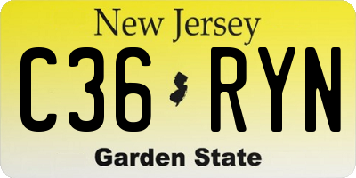 NJ license plate C36RYN