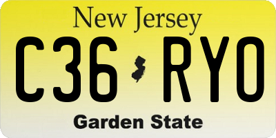 NJ license plate C36RYO
