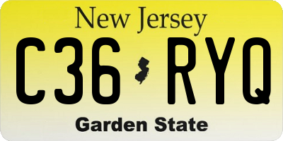 NJ license plate C36RYQ