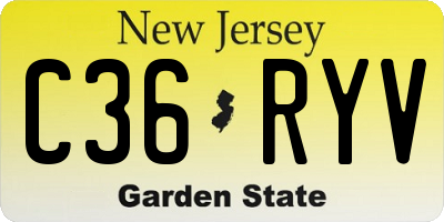 NJ license plate C36RYV