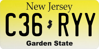 NJ license plate C36RYY