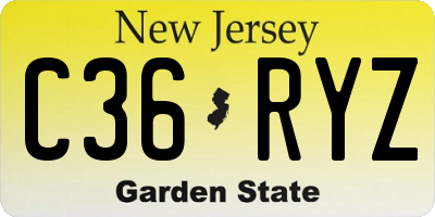 NJ license plate C36RYZ