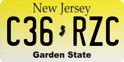 NJ license plate C36RZC