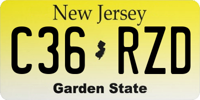 NJ license plate C36RZD