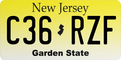 NJ license plate C36RZF