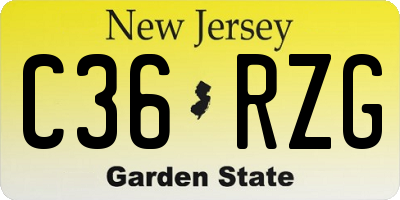 NJ license plate C36RZG