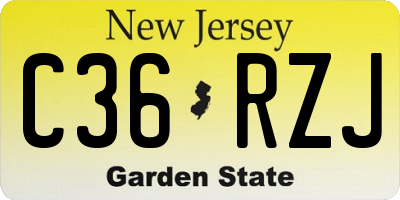 NJ license plate C36RZJ