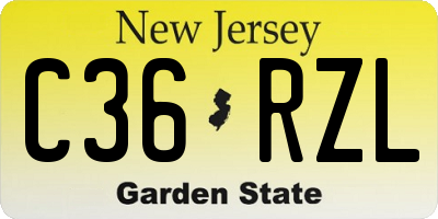 NJ license plate C36RZL