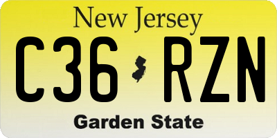 NJ license plate C36RZN