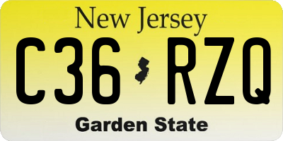 NJ license plate C36RZQ