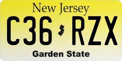 NJ license plate C36RZX