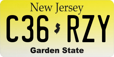 NJ license plate C36RZY
