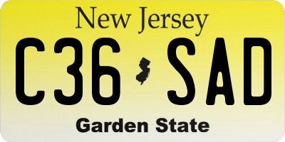 NJ license plate C36SAD