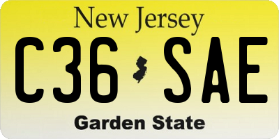 NJ license plate C36SAE