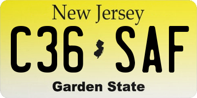 NJ license plate C36SAF