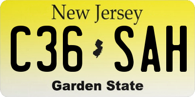 NJ license plate C36SAH
