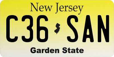 NJ license plate C36SAN