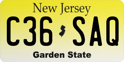 NJ license plate C36SAQ