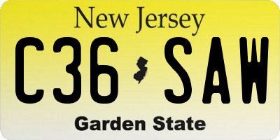 NJ license plate C36SAW