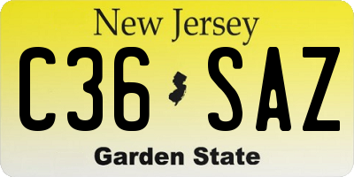 NJ license plate C36SAZ