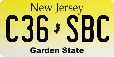 NJ license plate C36SBC