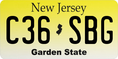 NJ license plate C36SBG