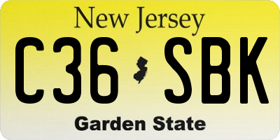 NJ license plate C36SBK